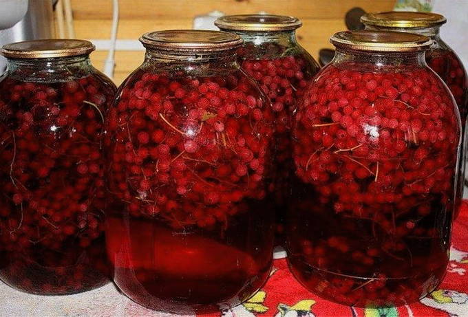Raspberry and red currant compote in a 3 liter jar for the winter