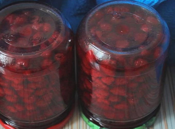 Raspberries in their own juice with sugar without cooking for the winter