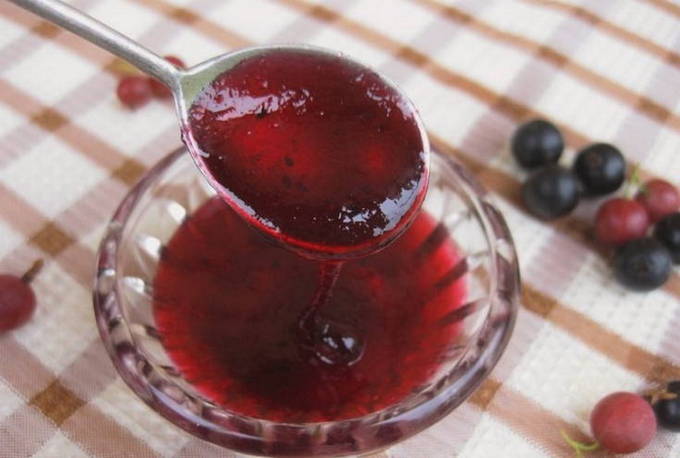 Blackcurrant and gooseberry jelly for the winter